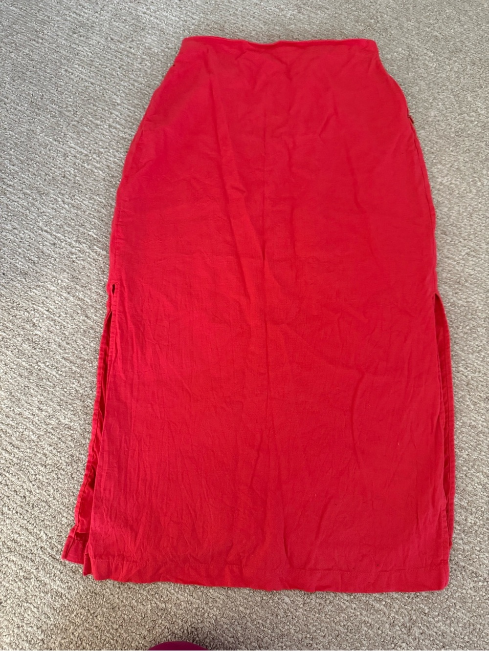 GAP Red Maxi Skirt with Side Slits